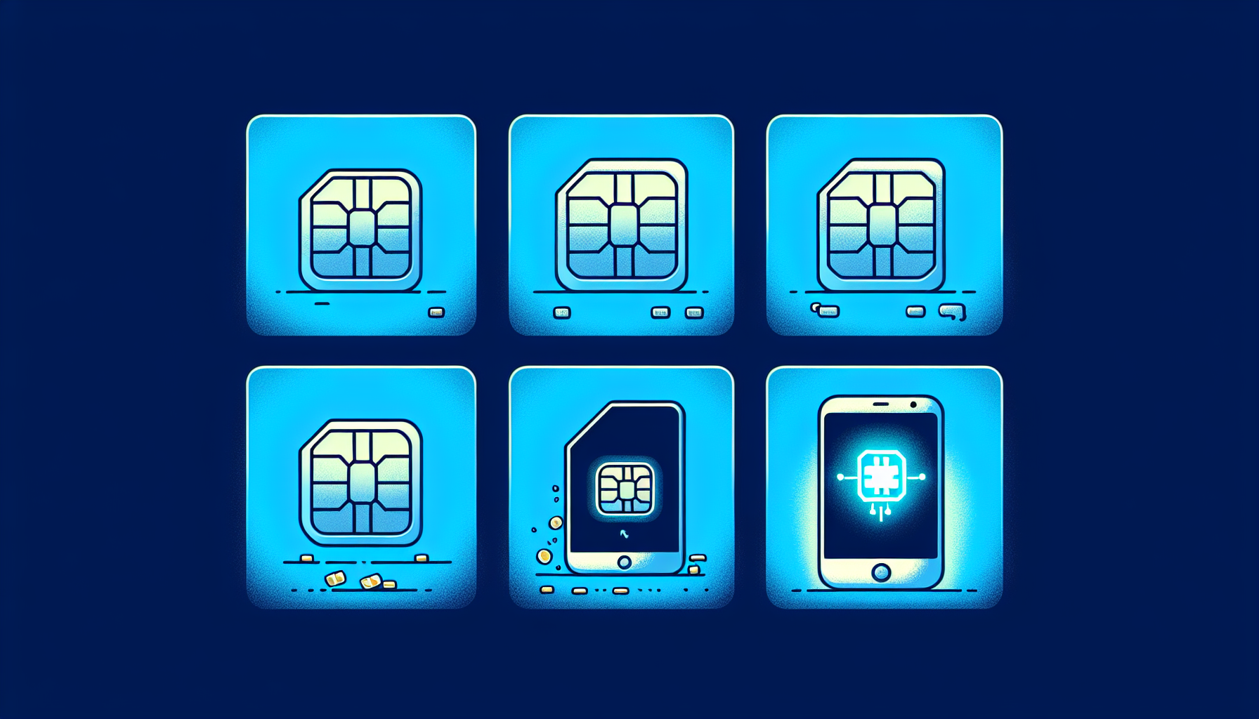 Illustration of evolution from physical SIM cards to eSIM technology