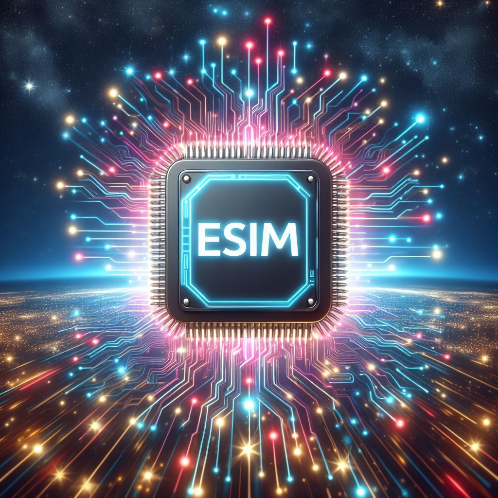 Digital chip symbolizing eSIM technology