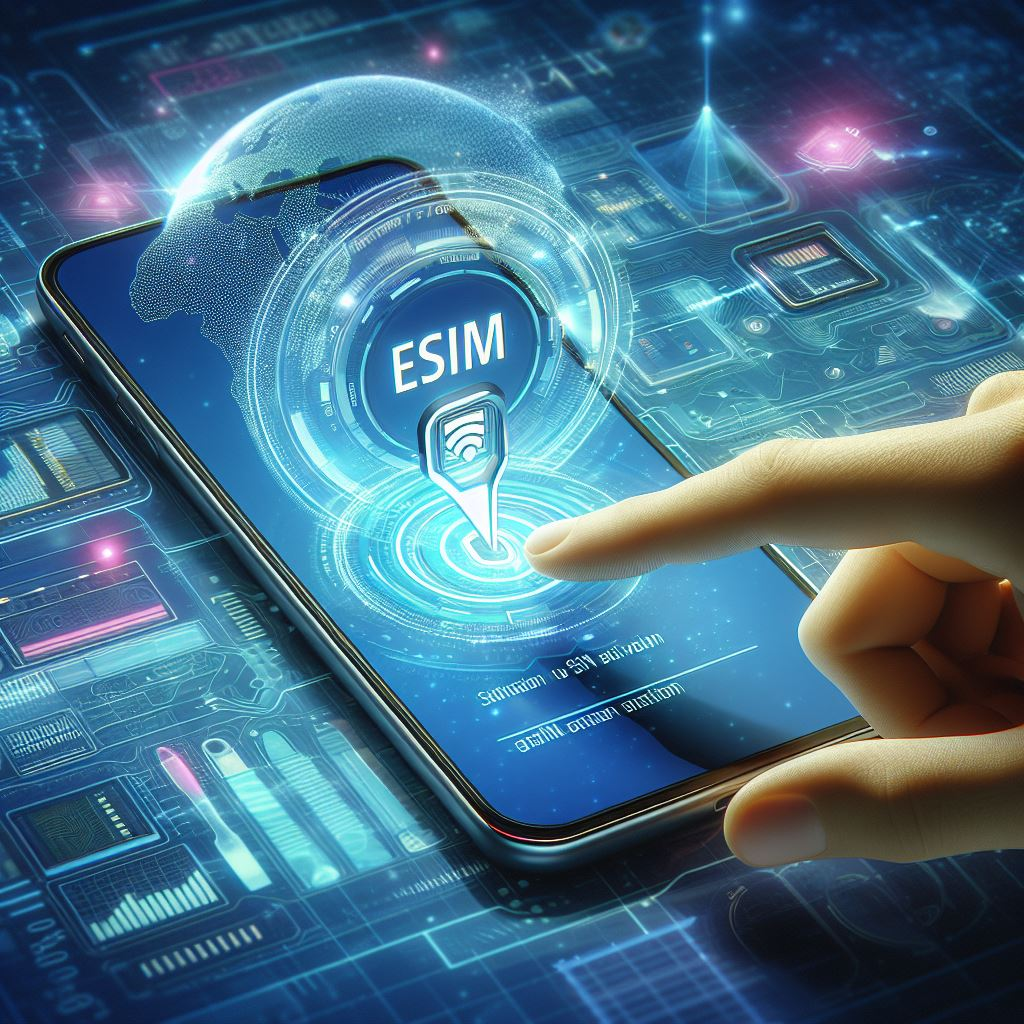 Smartphone screen displaying eSIM activation steps